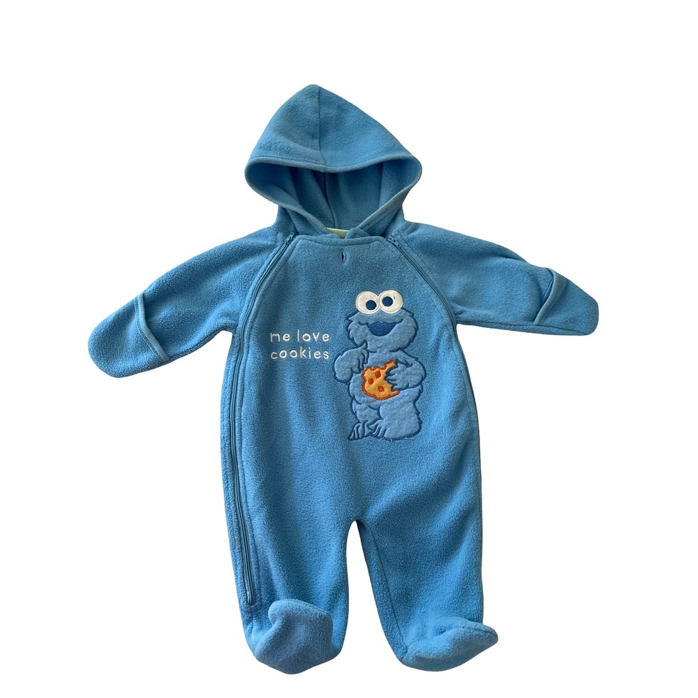 2005 Sesame Beginnings Cookie Monster Fleece Pajamas Vintage Red description
